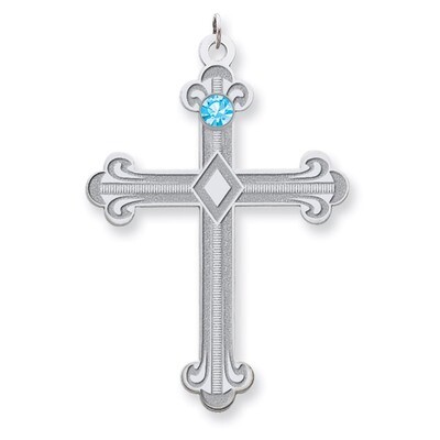 1 Birthstone Family Crystal Cross Pendant Sterling Silver QMP3/1SS, MPN: QMP3/1SS, 883957602714