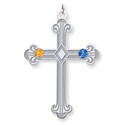 2 Birthstones Family Crystal Cross Pendant Sterling Silver QMP3/2SS, MPN: QMP3/2SS, 883957602745