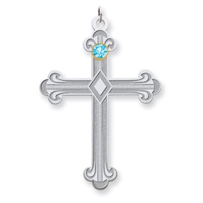 1 Birthstone Bezel Family Crystal Cross Pendant Sterling Silver &amp; 14k Gold QMP3/1G, MPN: QMP3/1G, 8…