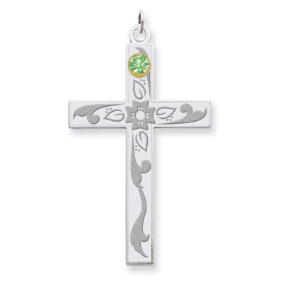 1 Birthstone Bezel Family Crystal Cross Pendant Sterling Silver &amp; 14k Gold QMP4/1G, MPN: QMP4/1G, 8…