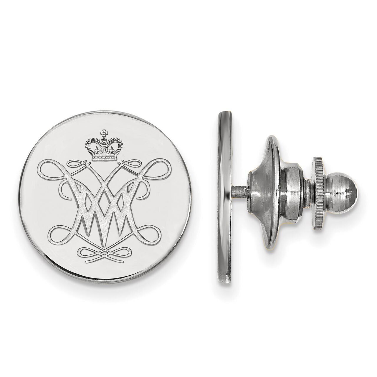 William And Mary Lapel Pin Sterling Silver SS001WMA