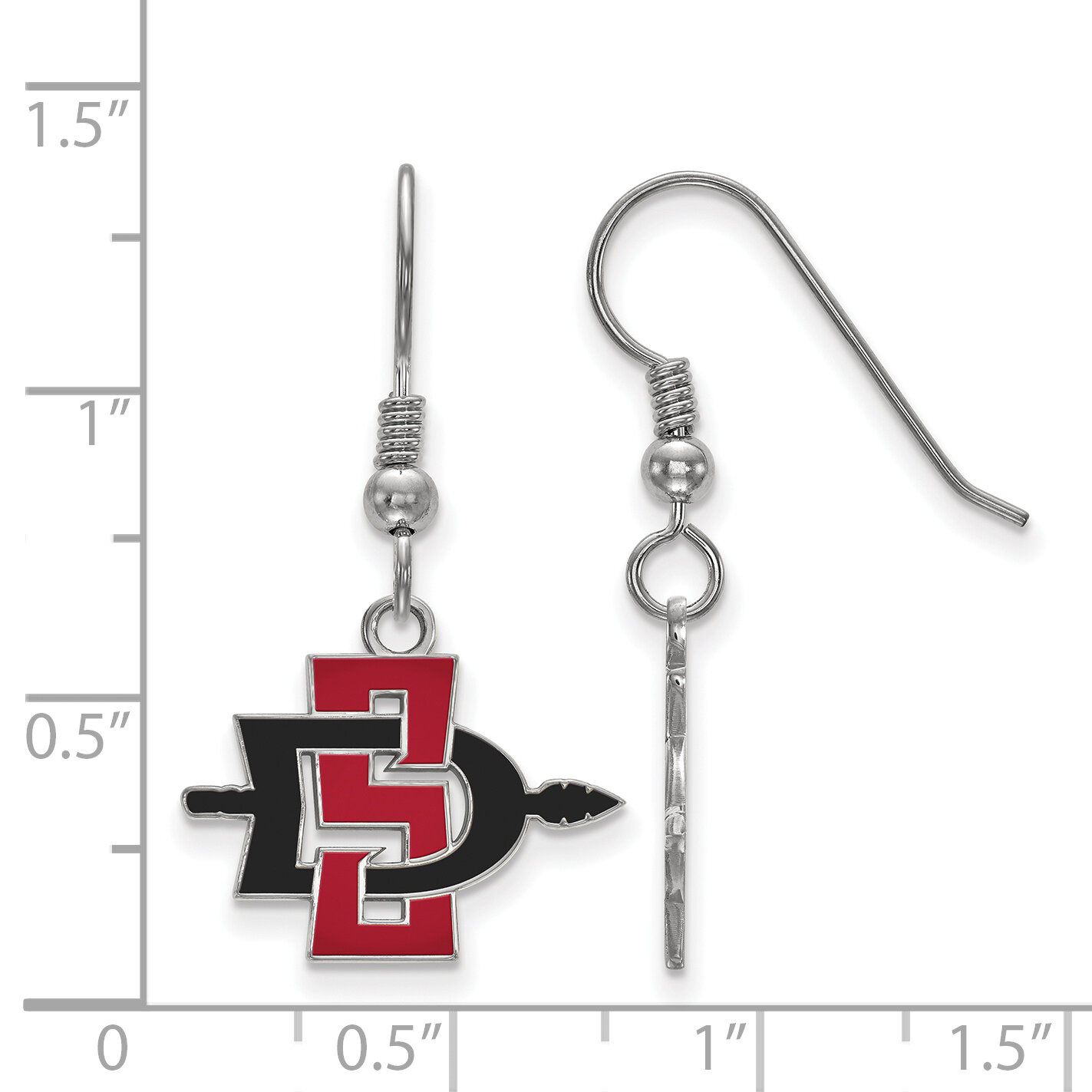 San Diego State University Small Dangle Earring Wire Sterling Silver SS003SDS