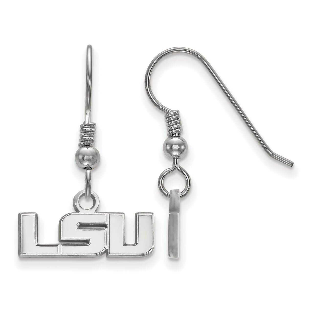 Louisiana State University Extra Small Dangle Earring Wire Sterling Silver SS005LSU