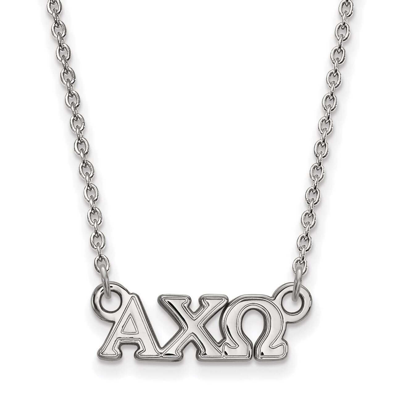 Alpha Chi Omega Extra Small Pendant with 18 Inch Chain Sterling Silver SS006ACO-18