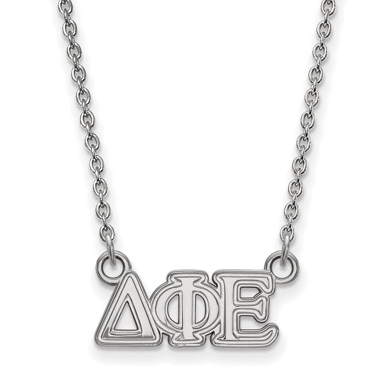 Delta Phi Epsilon Extra Small Pendant with 18 Inch Chain Sterling Silver SS006DPH-18