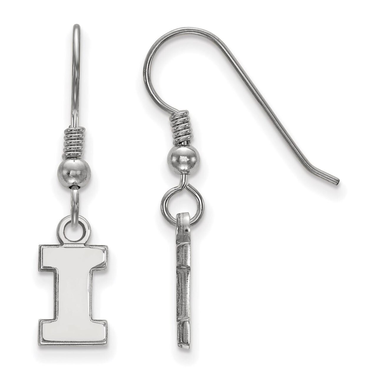 University of Illinois Extra Small Dangle Earring Wire Sterling Silver SS006UIL