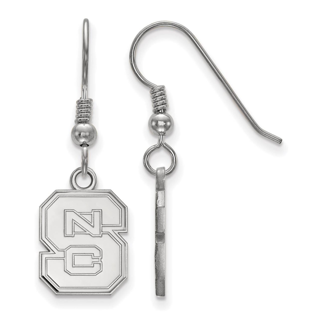 North Carolina State University Small Dangle Earring Wire Sterling Silver SS007NCS