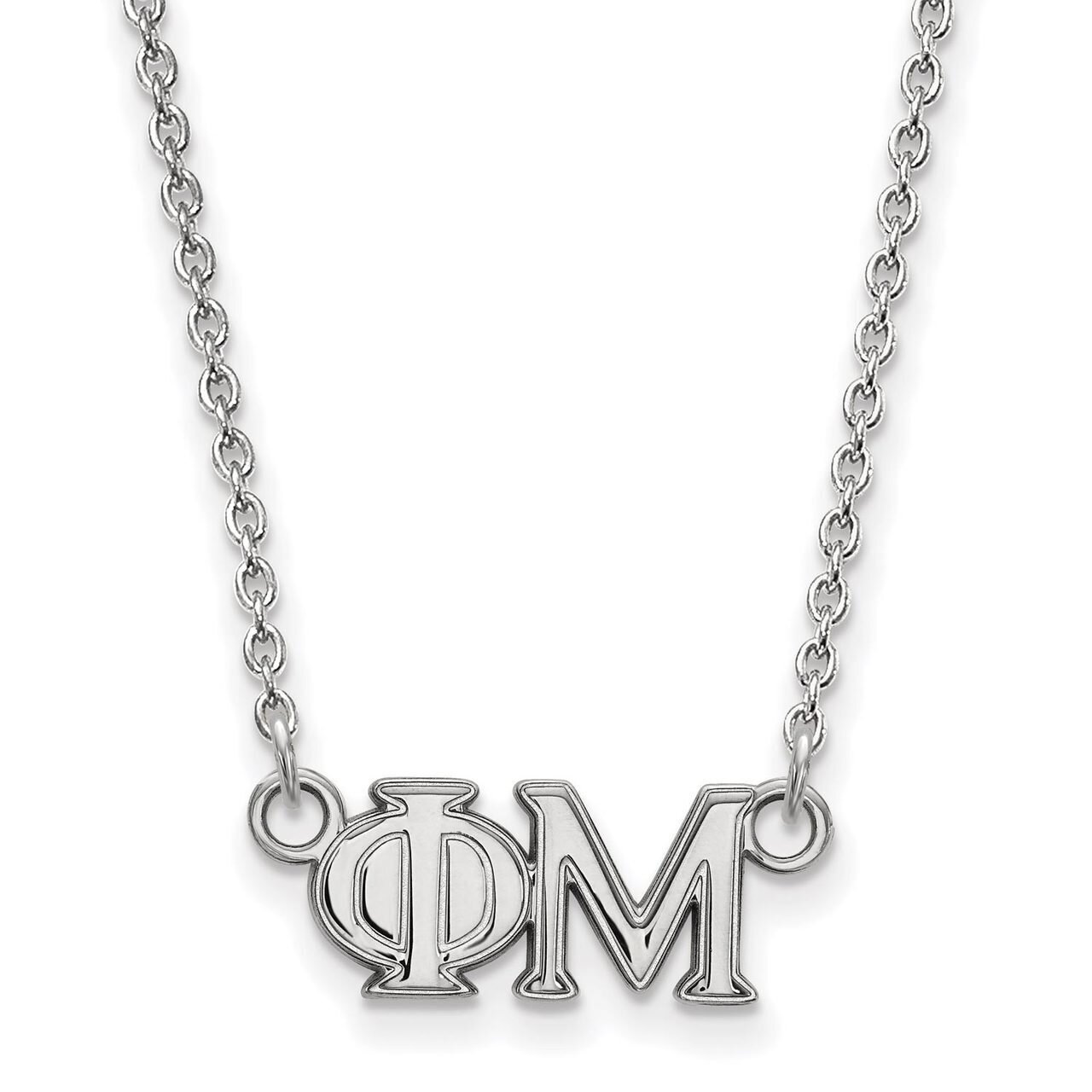 Phi Mu Medium Pendant with 18 Inch Chain Sterling Silver SS007PHM-18