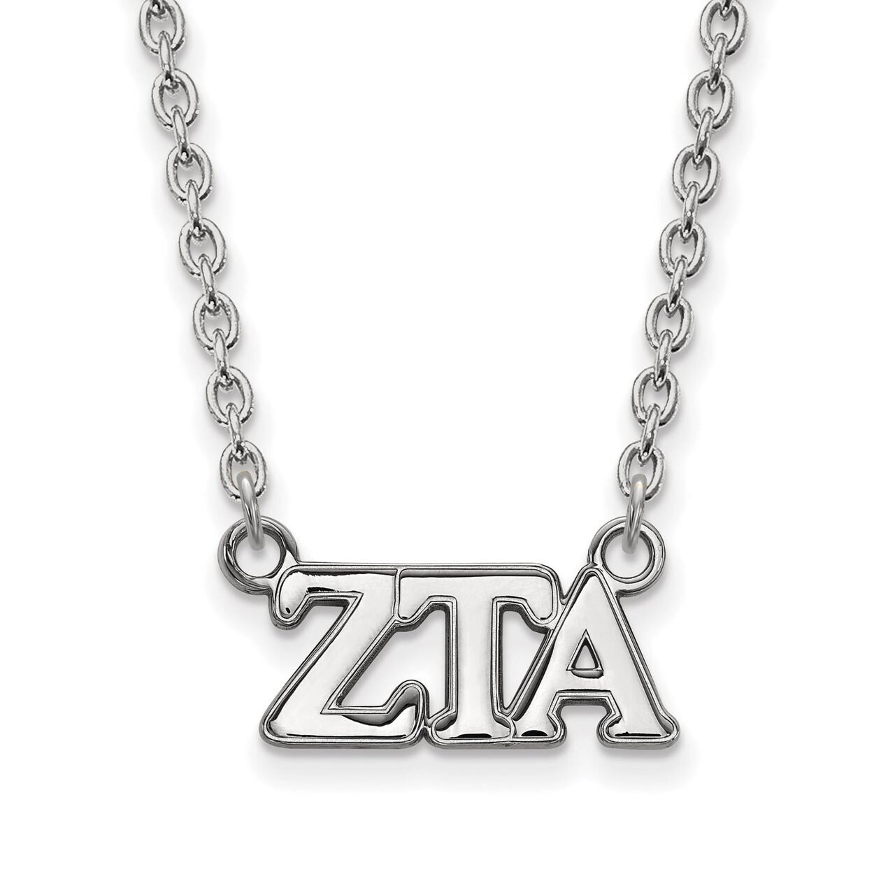 Zeta Tau Alpha Medium Pendant with 18 Inch Chain Sterling Silver SS007ZTA-18