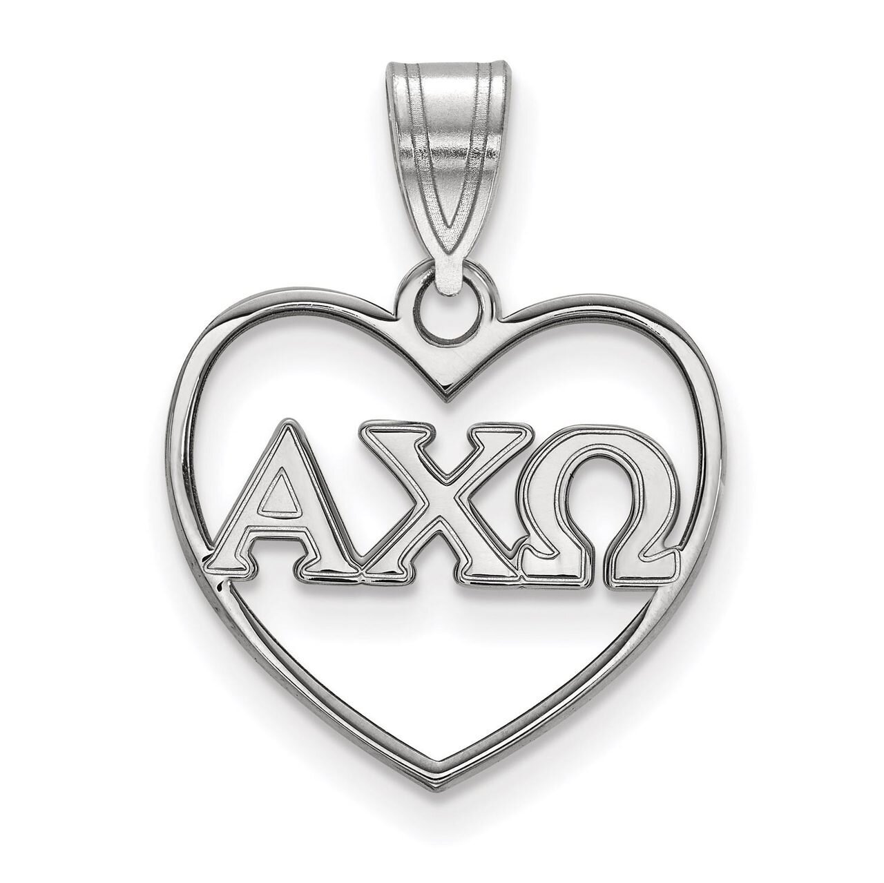 Alpha Chi Omega Heart Pendant Sterling Silver SS008ACO