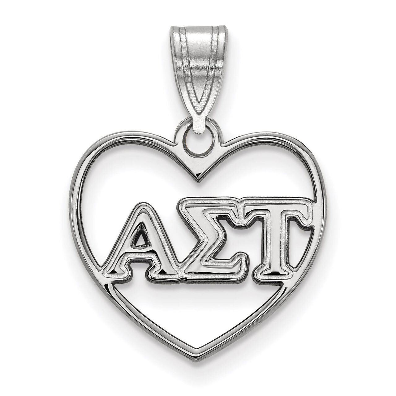 Alpha Sigma Tau Heart Pendant Sterling Silver SS008ALS