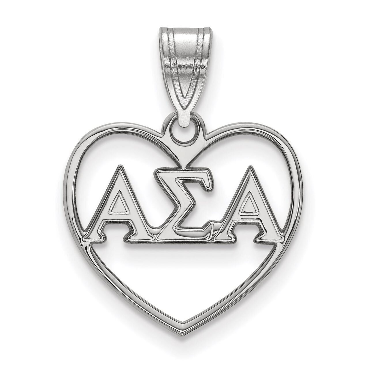 Alpha Sigma Alpha Heart Pendant Sterling Silver SS008ASI