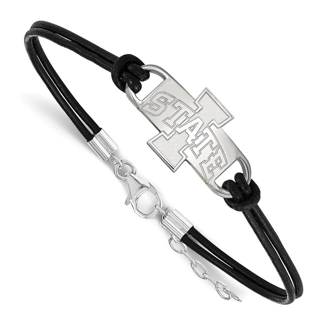 Iowa State University Leather Bracelet Small Center Sterling Silver SS009IAS-7