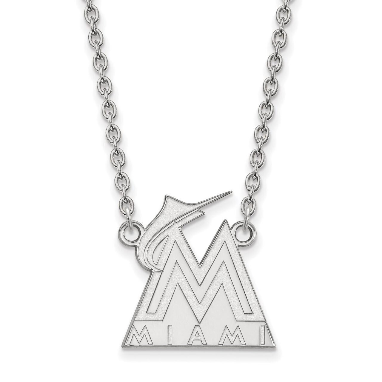 Miami Marlins Large Pendant with Necklace Sterling Silver SS009MIN-18, MPN: SS009MIN-18, 8867746257…