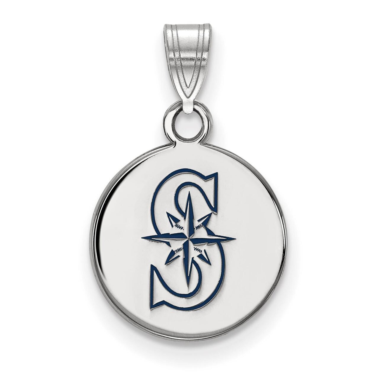 Seattle Mariners Small Enamel Disc Pendant Sterling Silver SS011MRN, MPN: SS011MRN, 886774626321