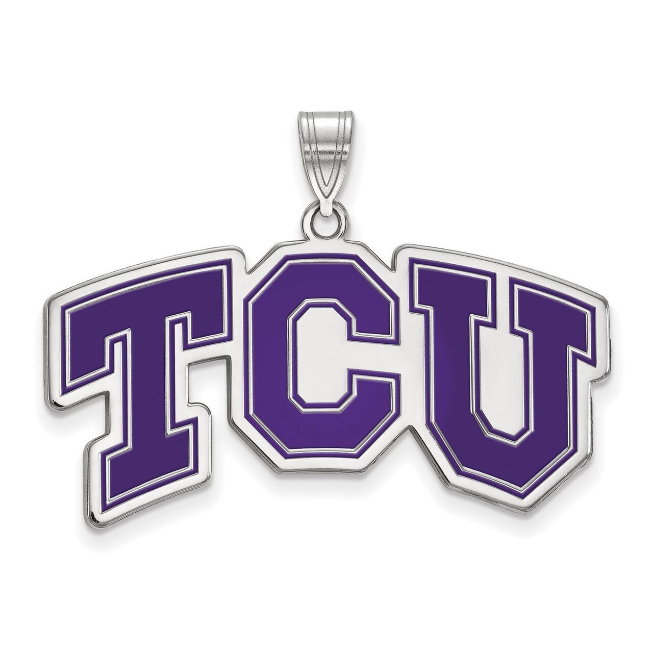 Texas Christian University Large Enamel Pendant Sterling Silver SS011TCU