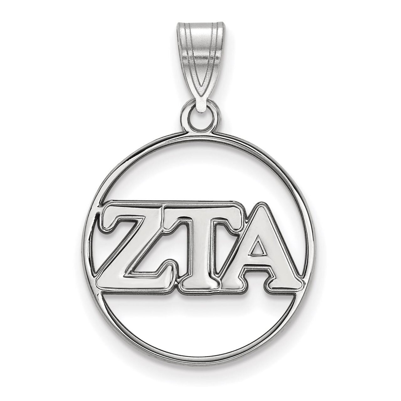 Zeta Tau Alpha Small Circle Pendant Sterling Silver SS011ZTA
