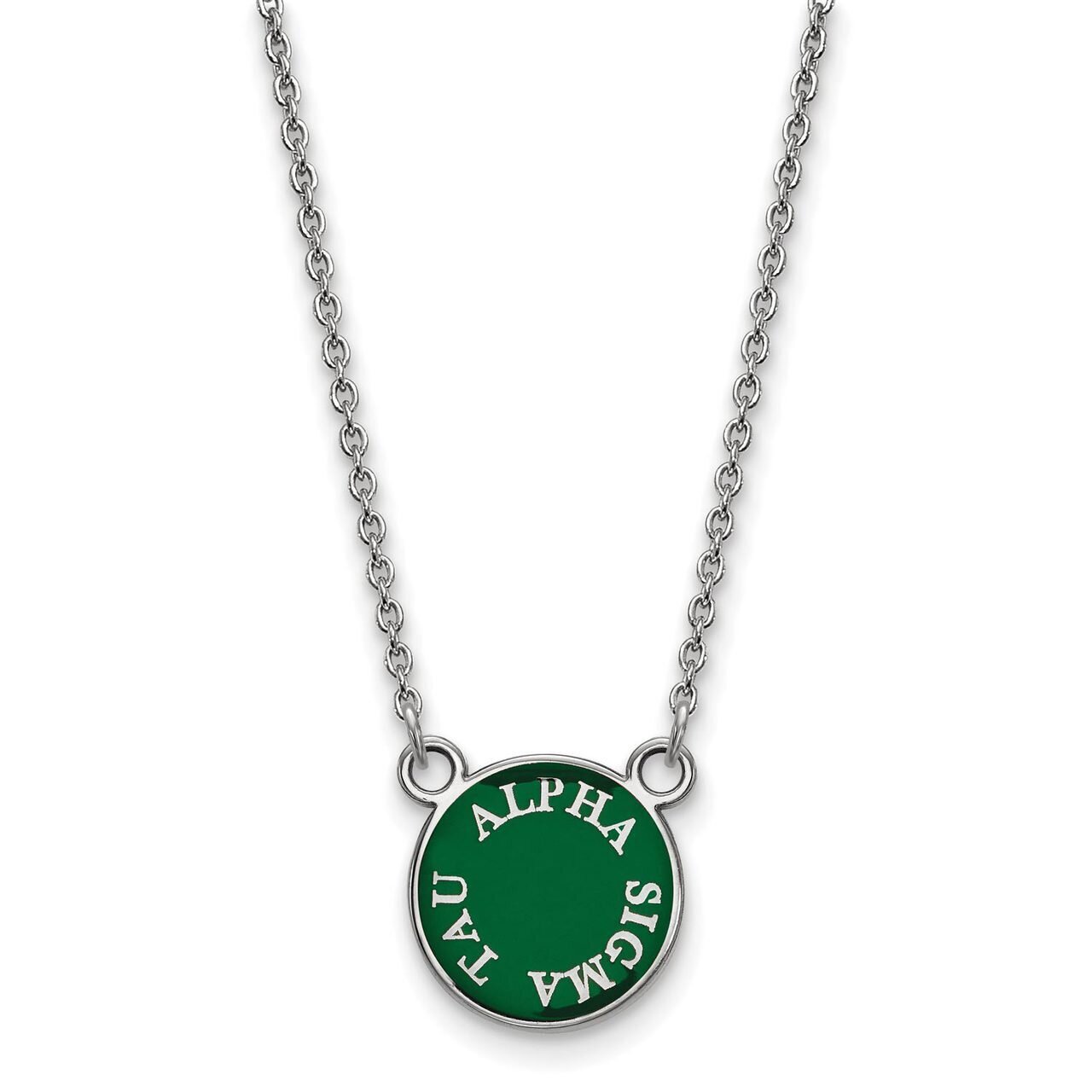 Alpha Sigma Tau Extra Small Enameled Pendant with 18 Inch Chain Sterling Silver SS012ALS-18