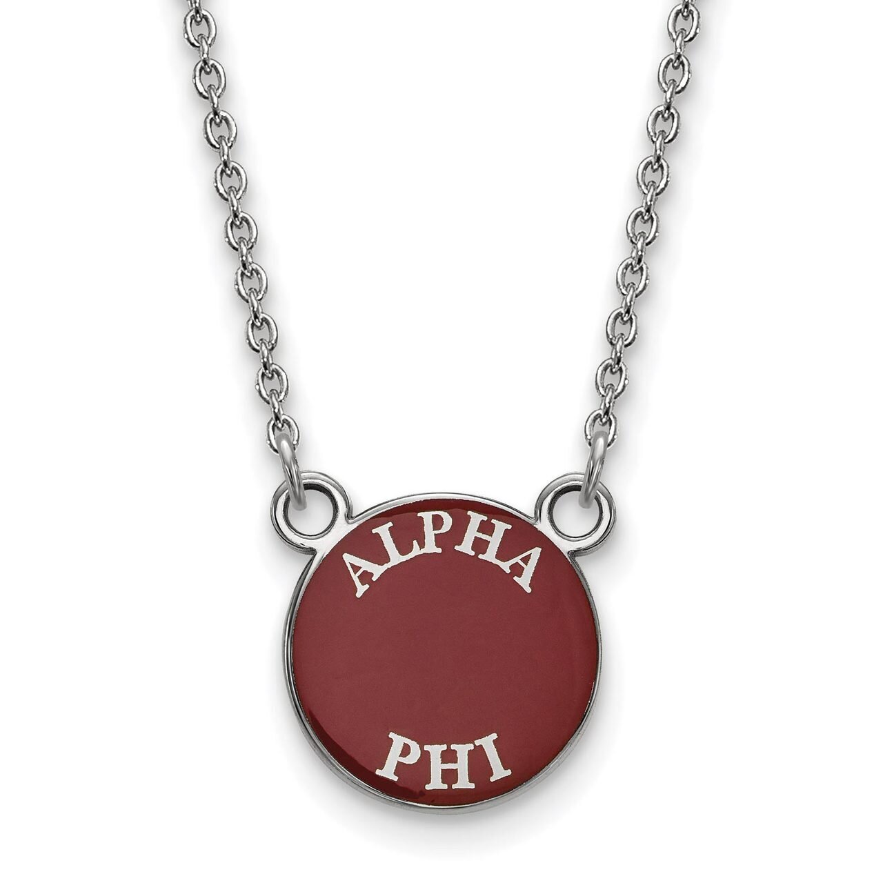 Alpha Phi Extra Small Enameled Pendant with 18 Inch Chain Sterling Silver SS012APH-18