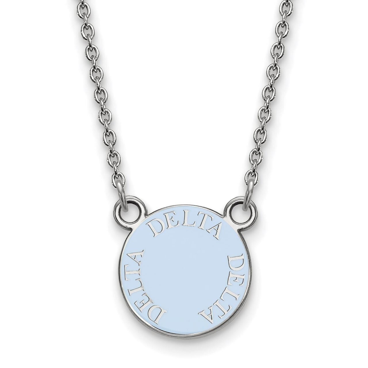 Delta Delta Delta Extra Small Enameled Pendant with 18 Inch Chain Sterling Silver SS012DDD-18