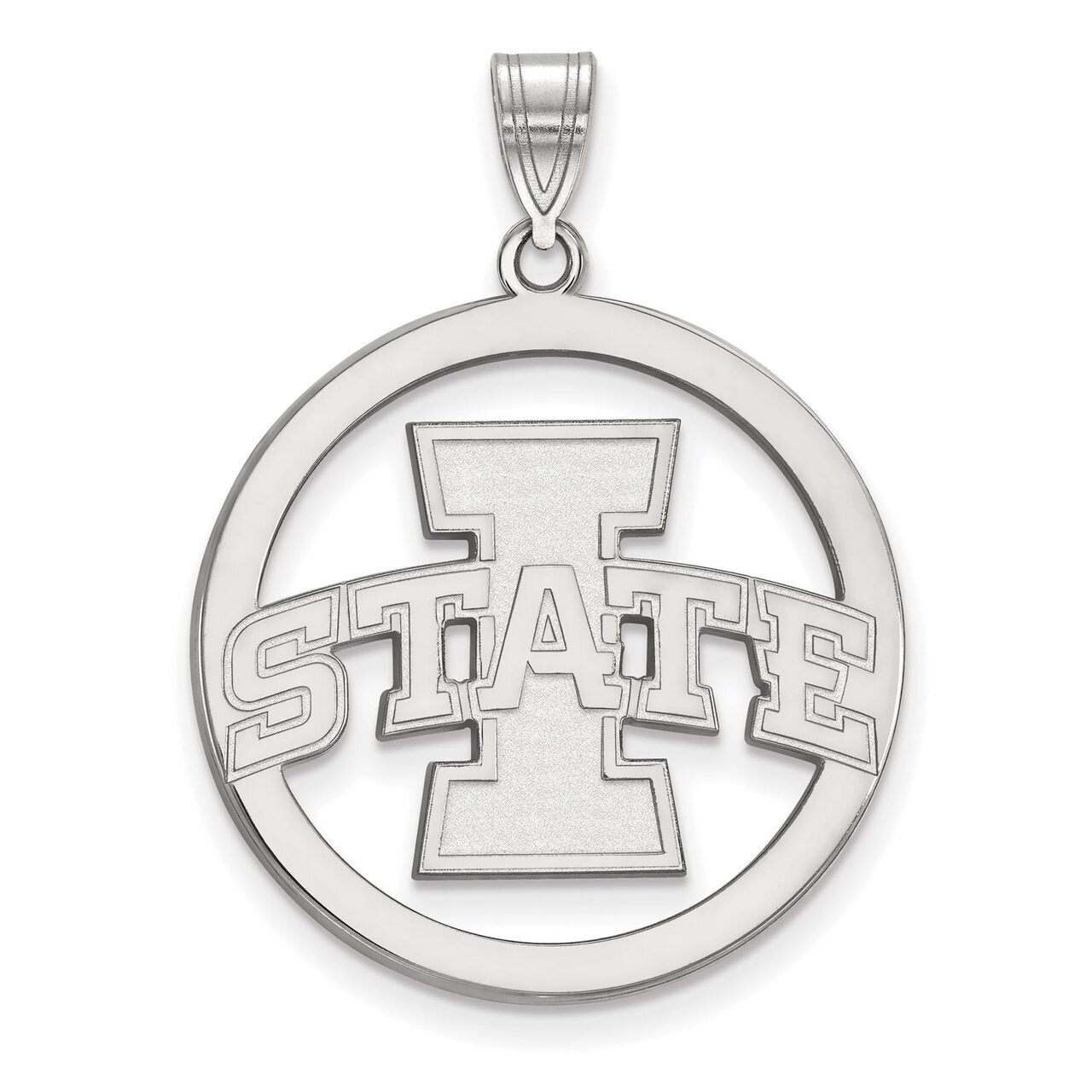Iowa State University L Pendant in Circle Sterling Silver SS012IAS