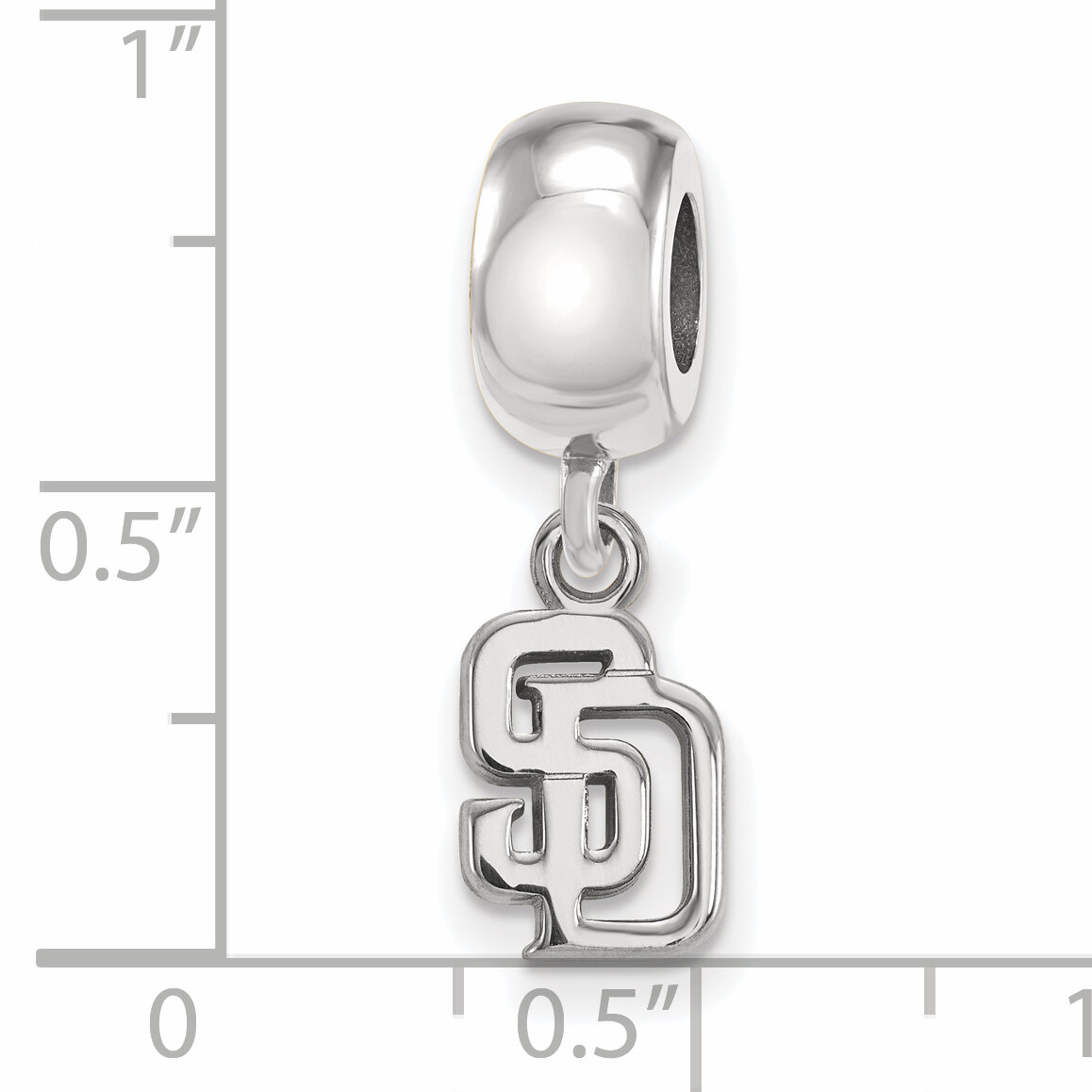 San Diego Padres Bead Charm Extra Small Dangle Sterling Silver SS012PAD, MPN: SS012PAD, 886774626659
