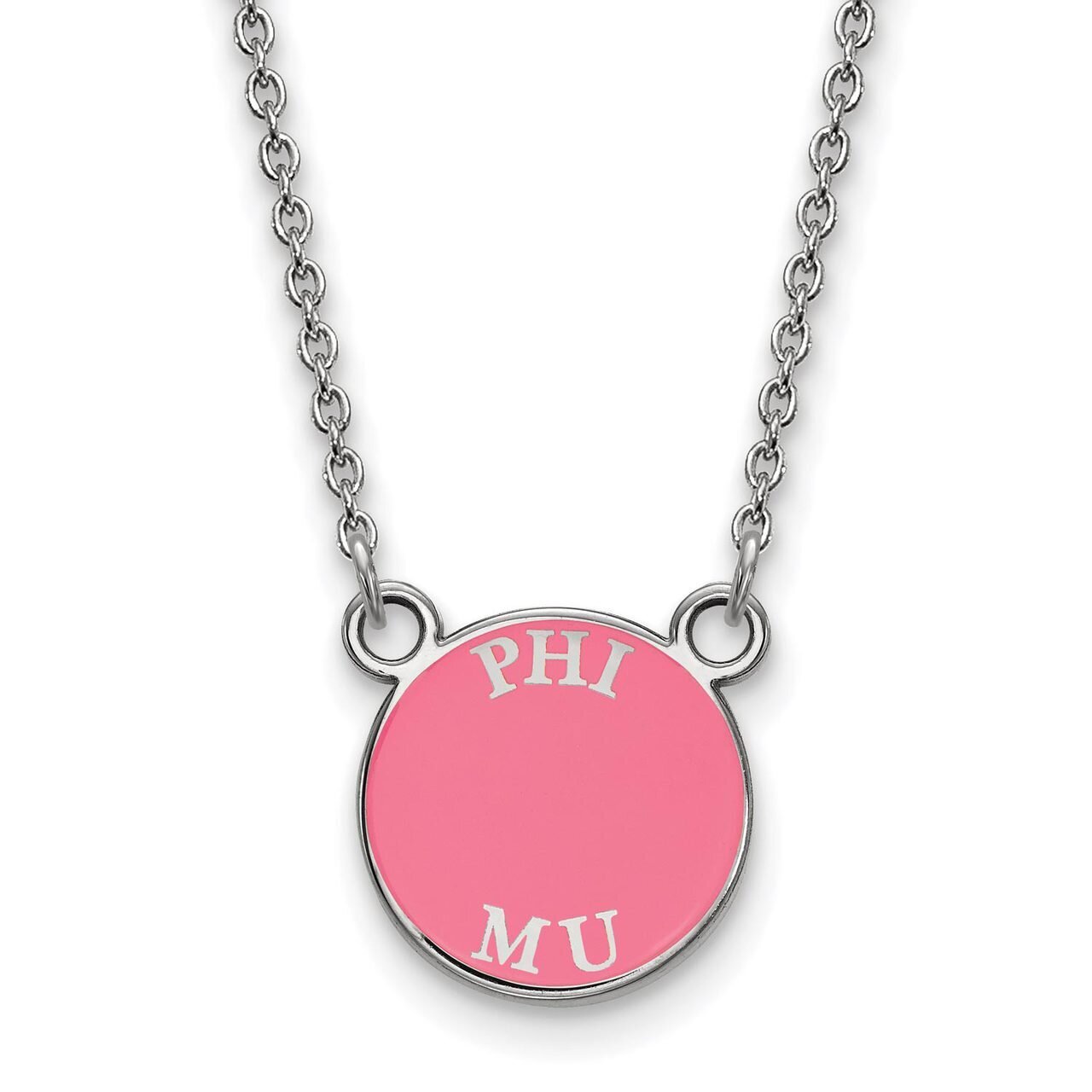 Phi Mu Extra Small Enameled Pendant with 18 Inch Chain Sterling Silver SS012PHM-18, MPN: SS012PHM-1…