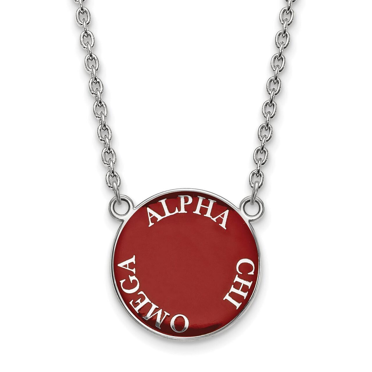 Alpha Chi Omega Small Enameled Pendant with 18 Inch Chain Sterling Silver SS013ACO-18