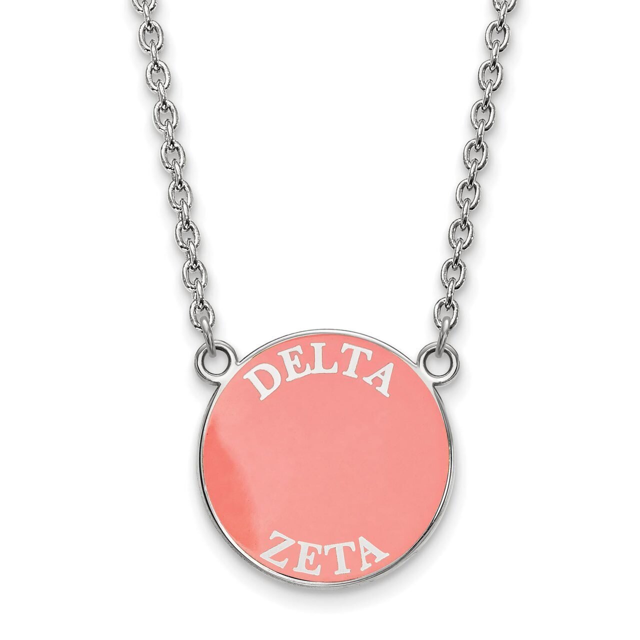 Delta Zeta Small Enameled Pendant with 18 Inch Chain Sterling Silver SS013DZ-18