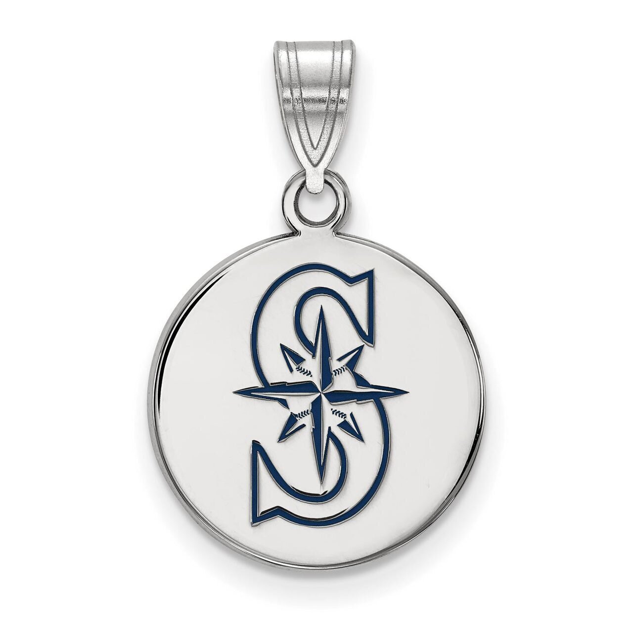 Seattle Mariners Medium Enamel Disc Pendant Sterling Silver SS013MRN, MPN: SS013MRN, 886774626925