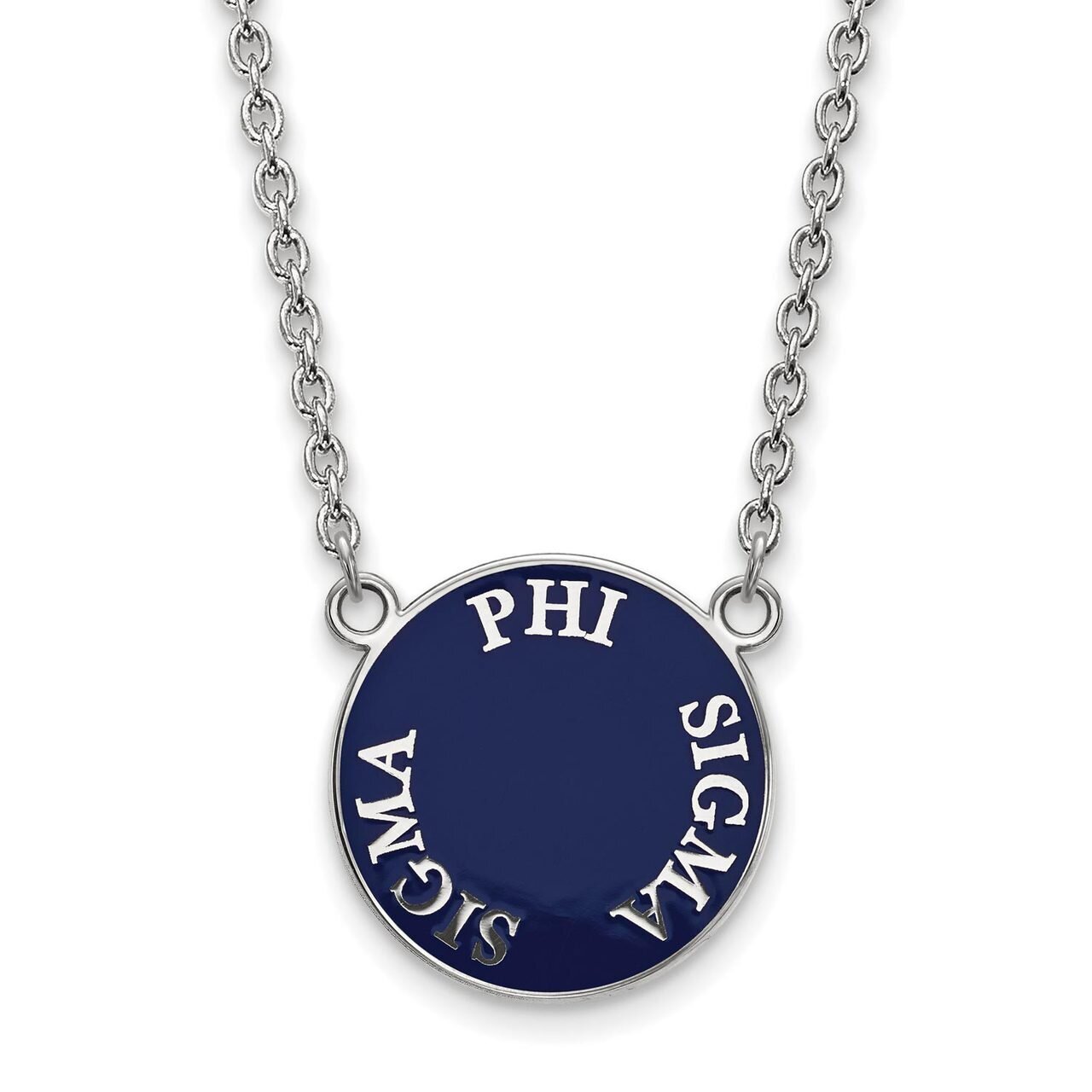 Phi Sigma Sigma Small Enameled Pendant with 18 Inch Chain Sterling Silver SS013PSS-18