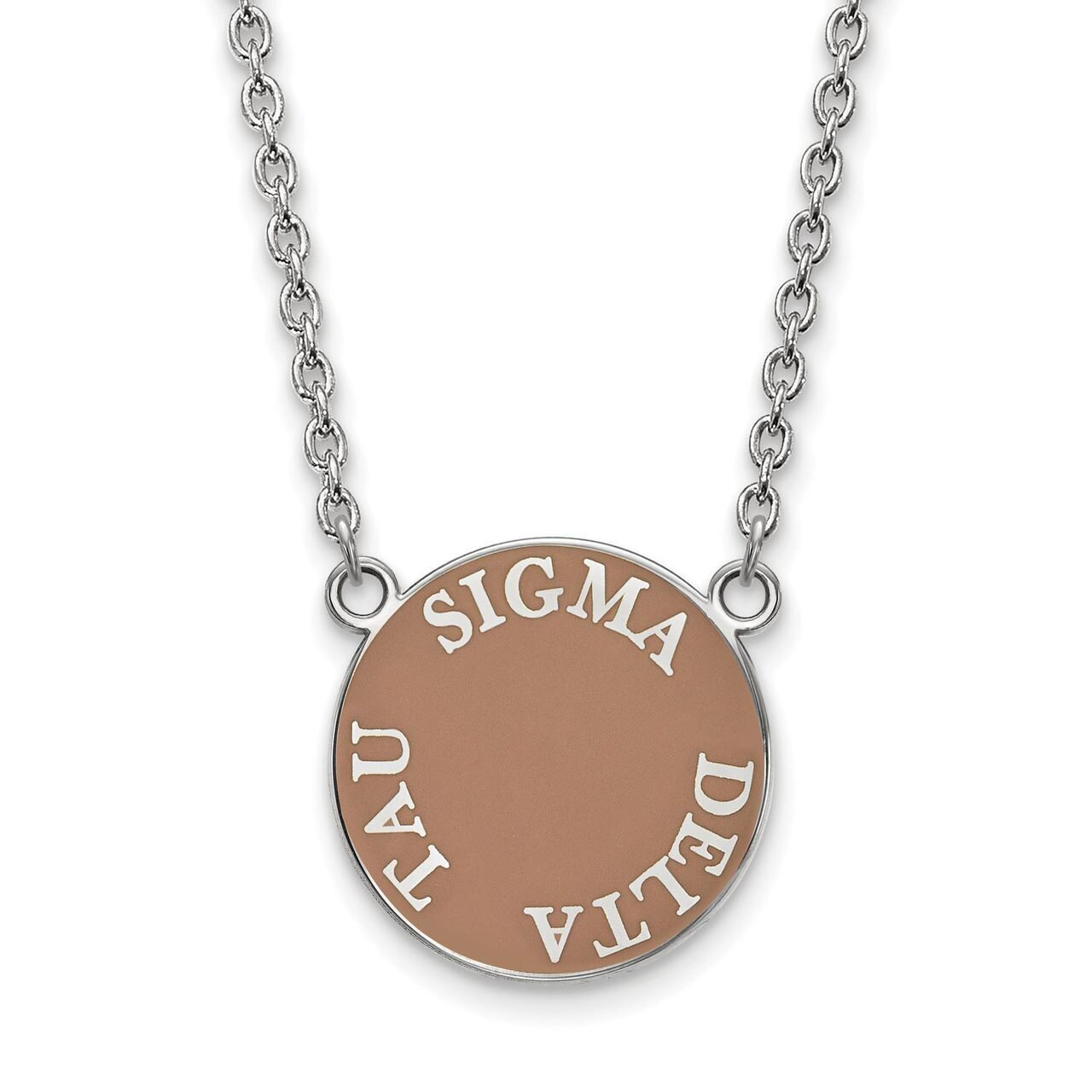 Sigma Delta Tau Small Enameled Pendant with 18 Inch Chain Sterling Silver SS013SDT-18