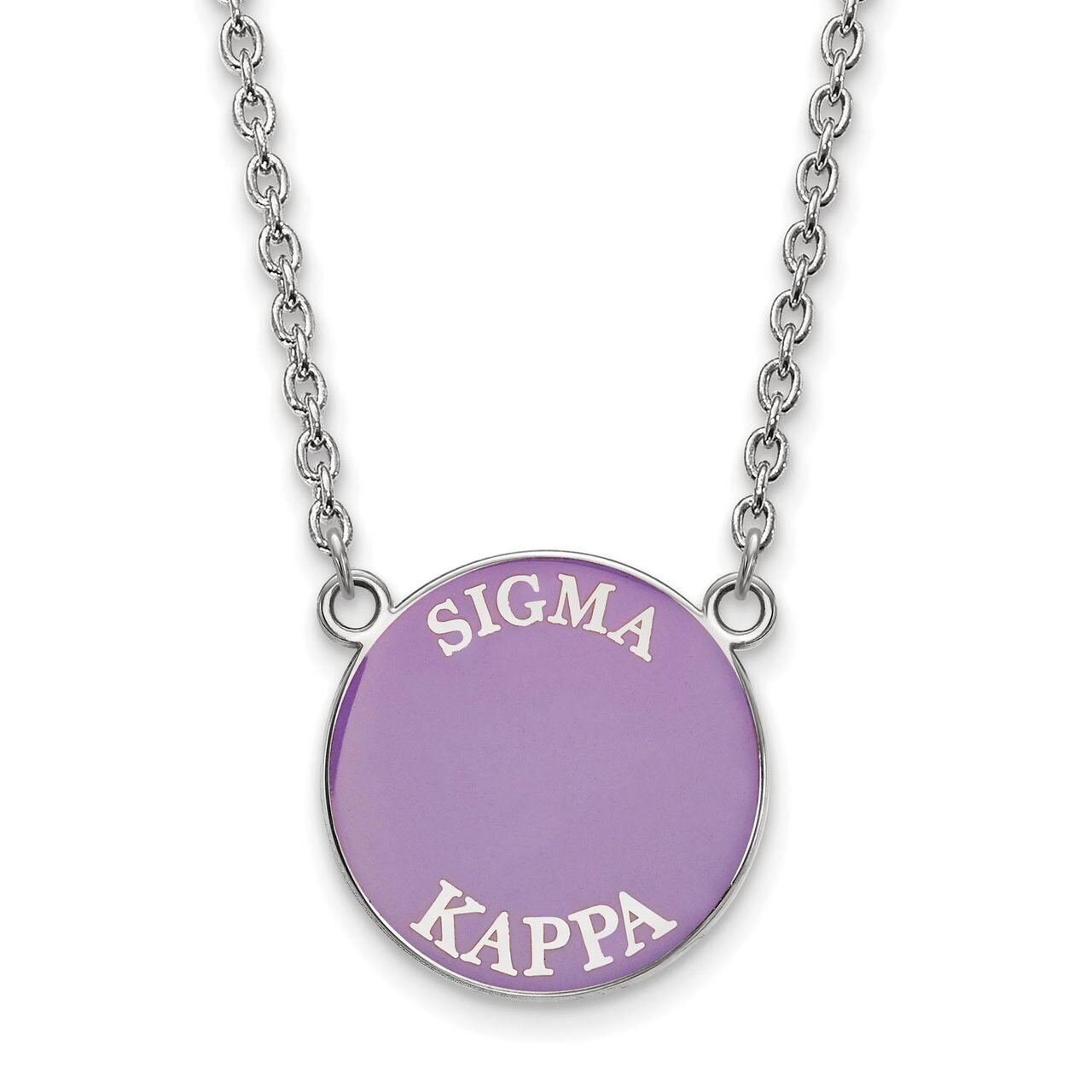 Sigma Kappa Small Enameled Pendant with 18 Inch Chain Sterling Silver SS013SKP-18