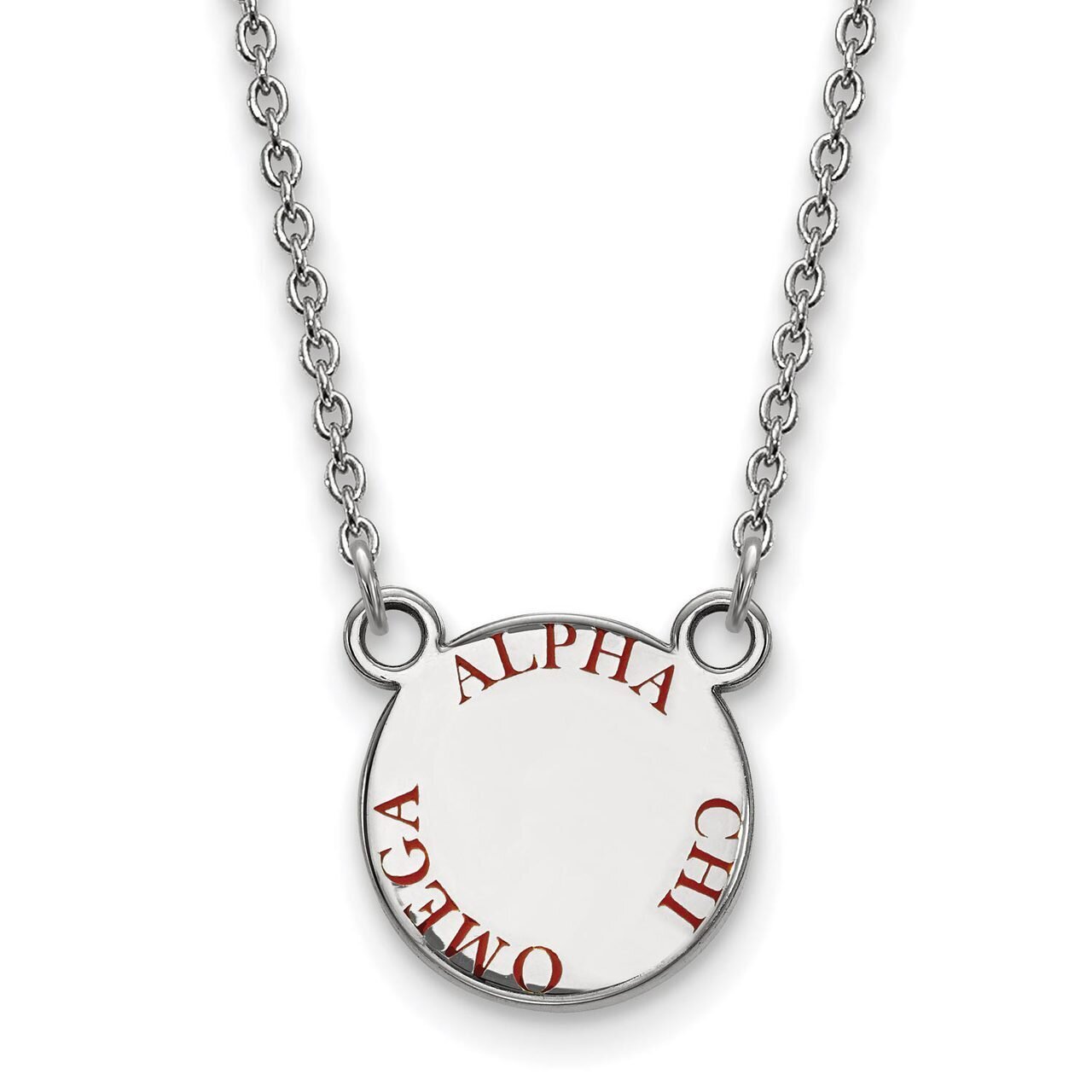 Alpha Chi Omega Extra Small Enameled Pendant with 18 Inch Chain Sterling Silver SS014ACO-18