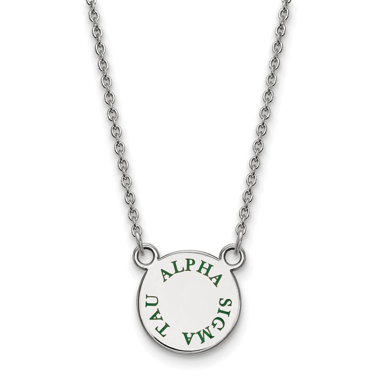 Alpha Sigma Tau Extra Small Enameled Pendant with 18 Inch Chain Sterling Silver SS014ALS-18, MPN: S…