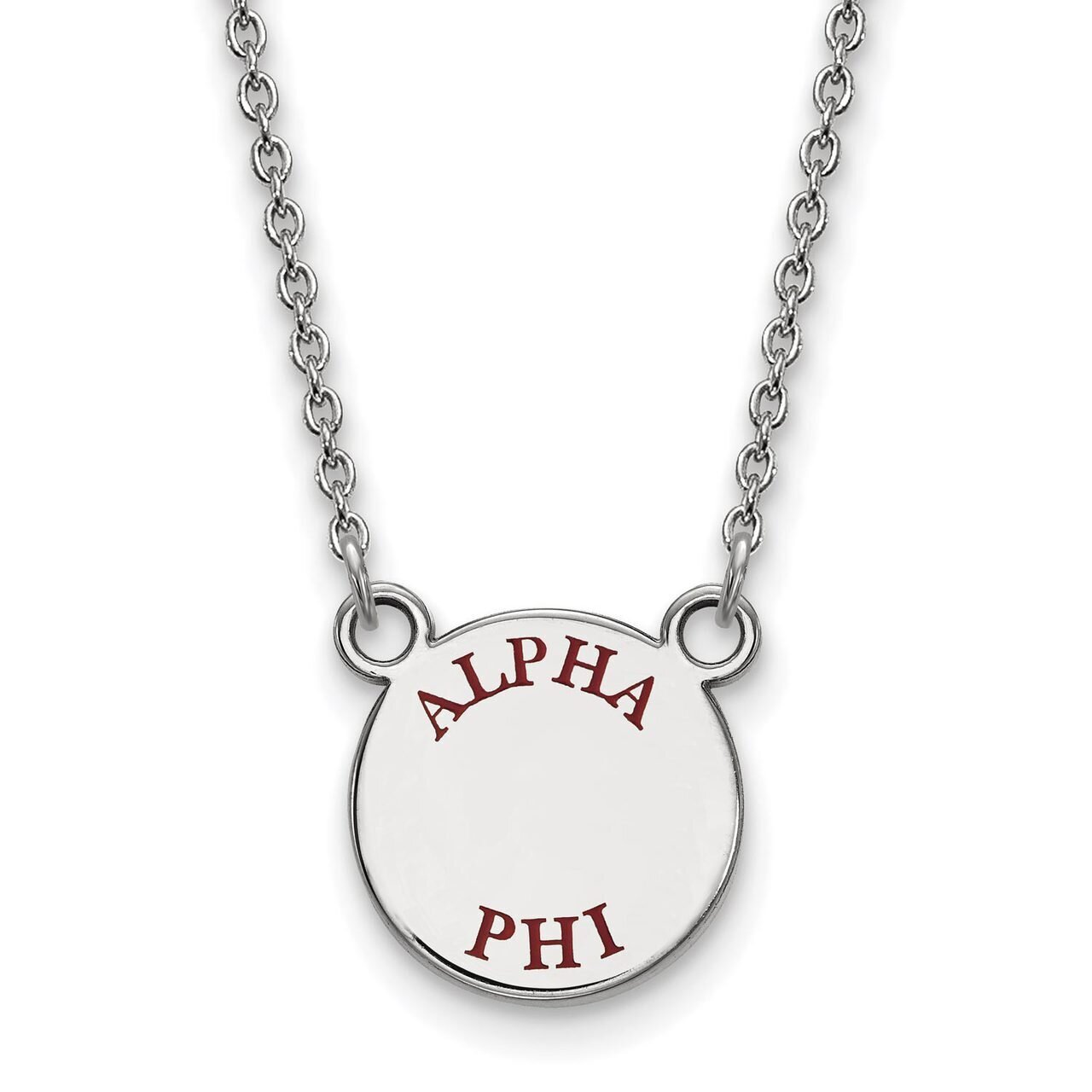 Alpha Phi Extra Small Enameled Pendant with 18 Inch Chain Sterling Silver SS014APH-18