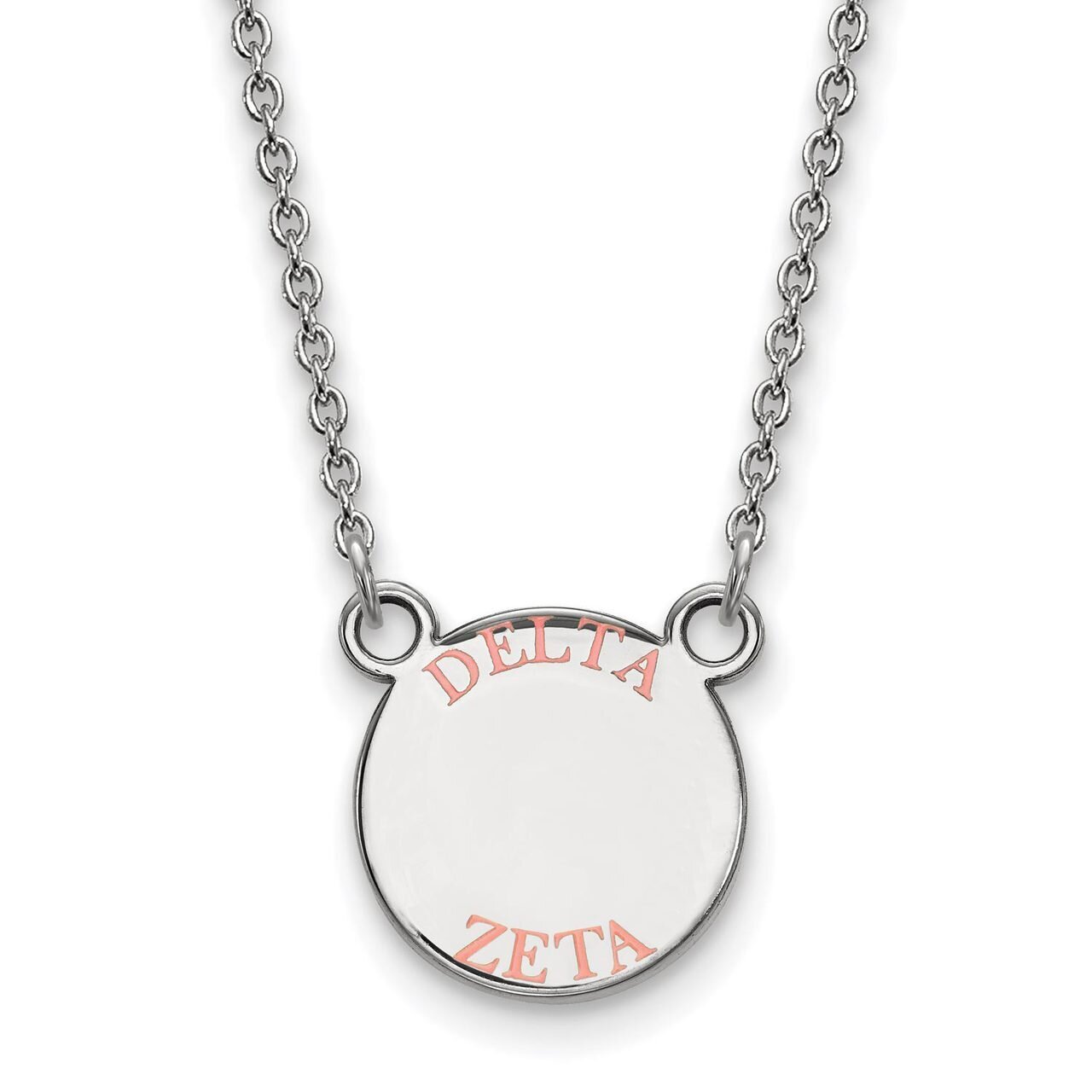 Delta Zeta Extra Small Enameled Pendant with 18 Inch Chain Sterling Silver SS014DZ-18
