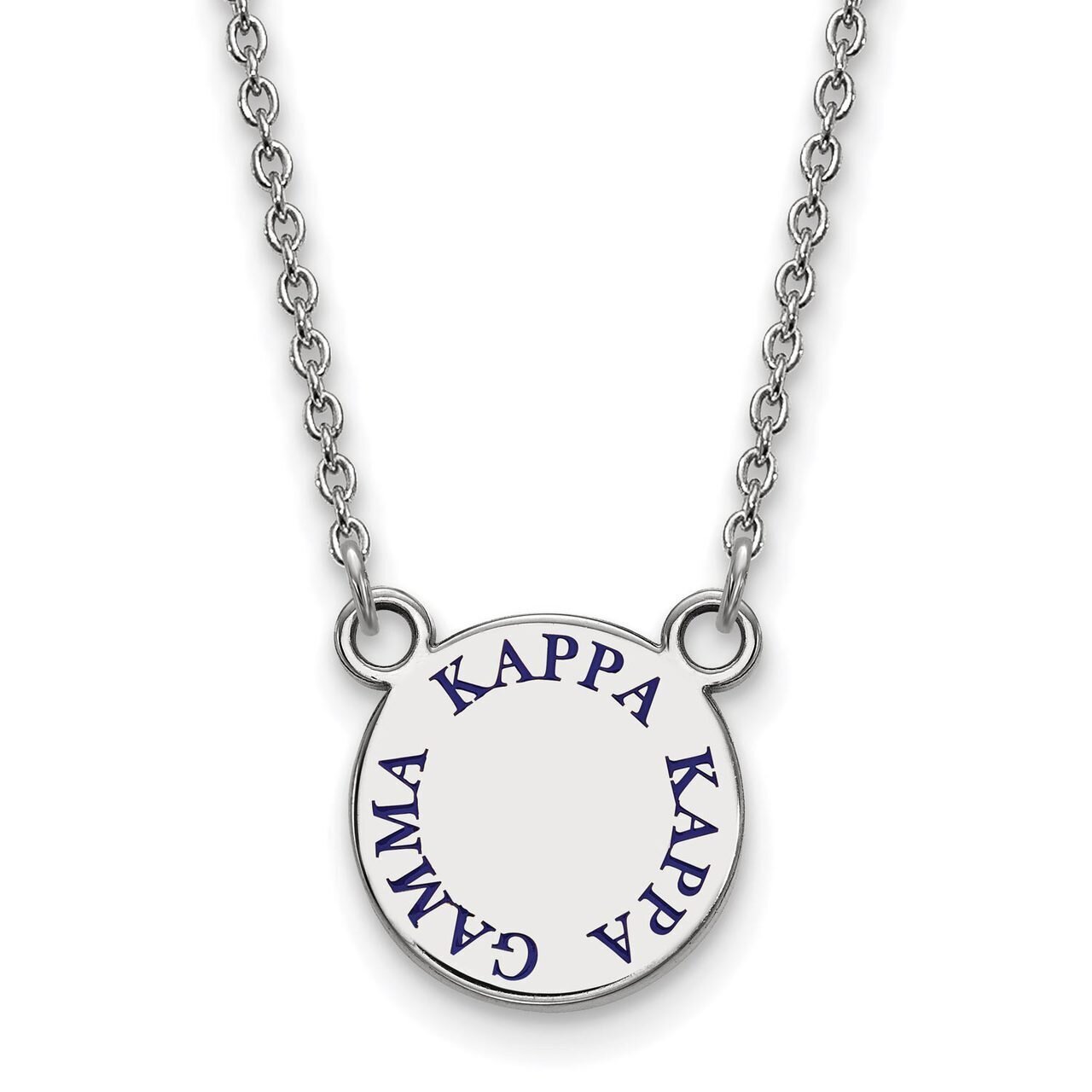 Kappa Kappa Gamma Extra Small Enameled Pendant with 18 Inch Chain Sterling Silver SS014KKG-18