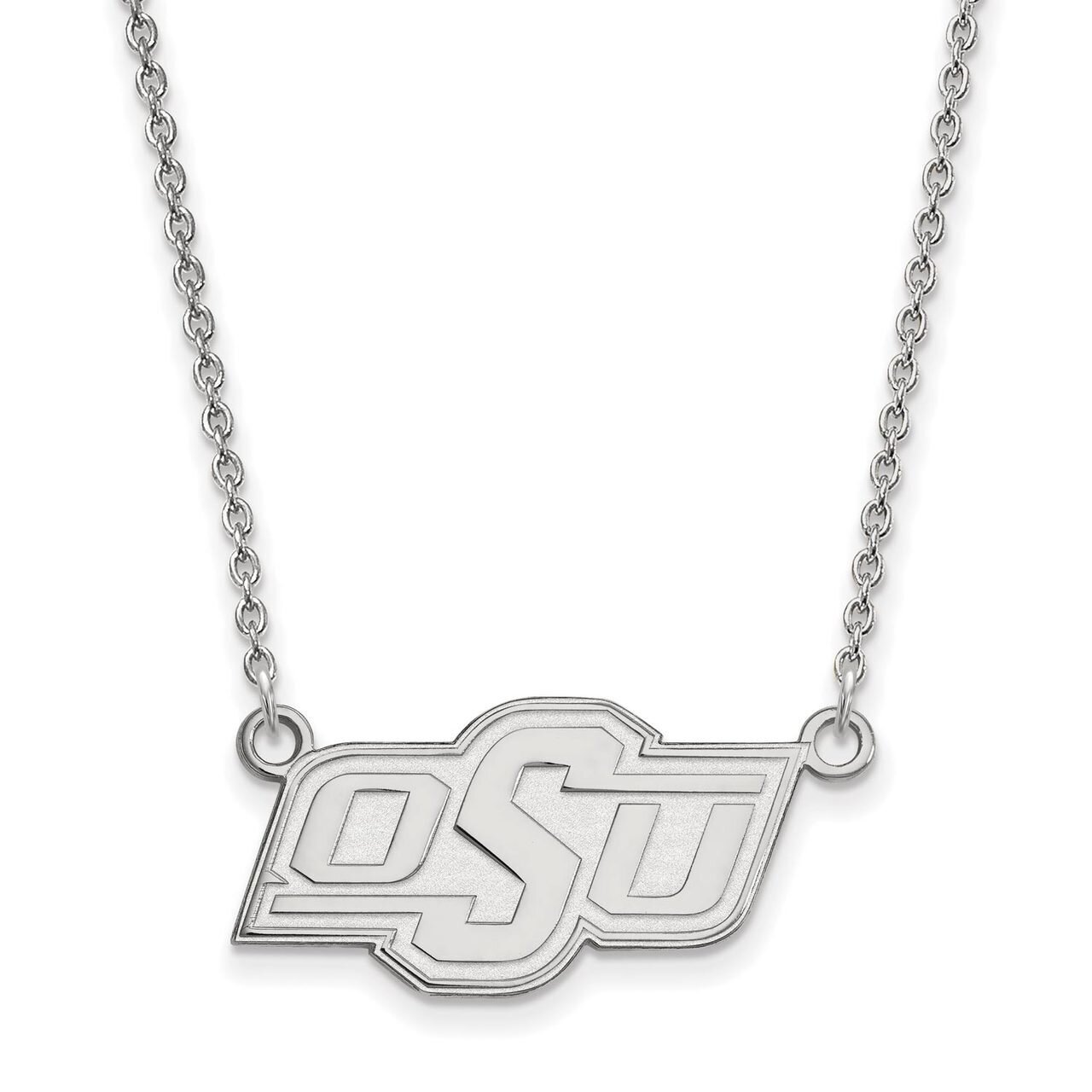 Oklahoma State University Small Pendant with Necklace Sterling Silver SS014OKS-18, MPN: SS014OKS-18…