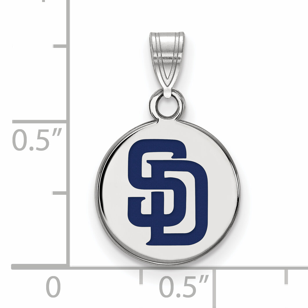 San Diego Padres Small Enamel Disc Pendant Sterling Silver SS014PAD