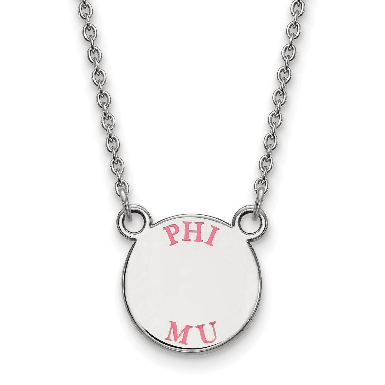 Phi Mu Extra Small Enameled Pendant with 18 Inch Chain Sterling Silver SS014PHM-18, MPN: SS014PHM-1…