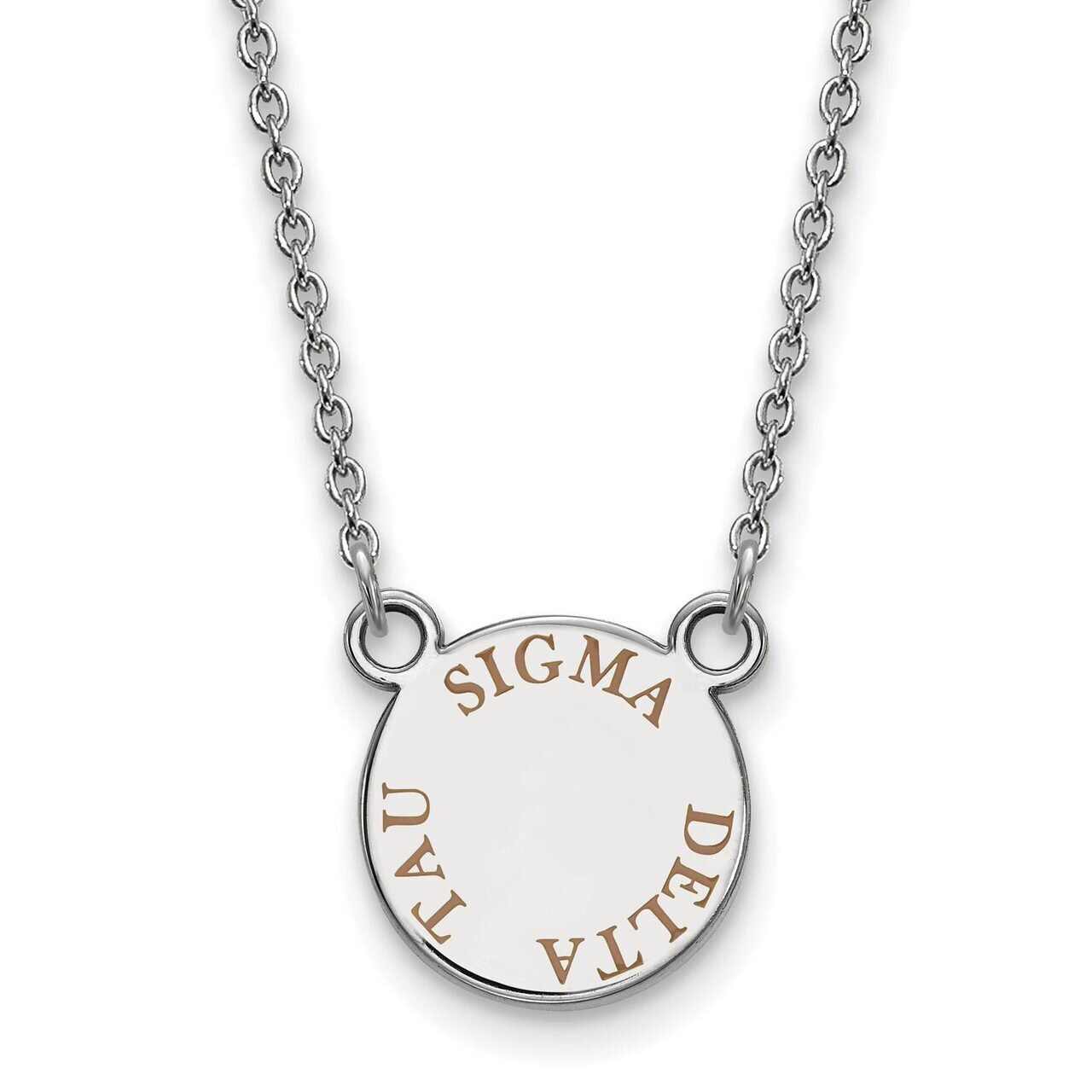 Sigma Delta Tau Extra Small Enameled Pendant with 18 Inch Chain Sterling Silver SS014SDT-18