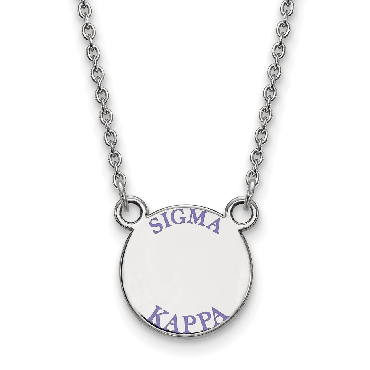 Sigma Kappa Extra Small Enameled Pendant with 18 Inch Chain Sterling Silver SS014SKP-18