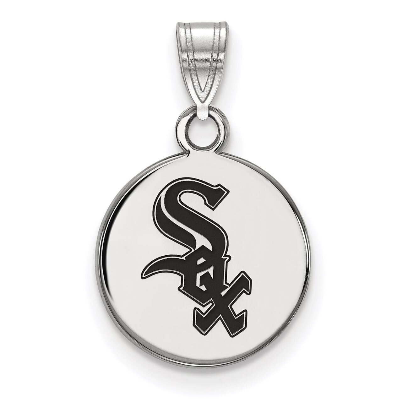 Chicago White Sox Small Enamel Disc Pendant Sterling Silver SS014WHI, MPN: SS014WHI, 886774627359