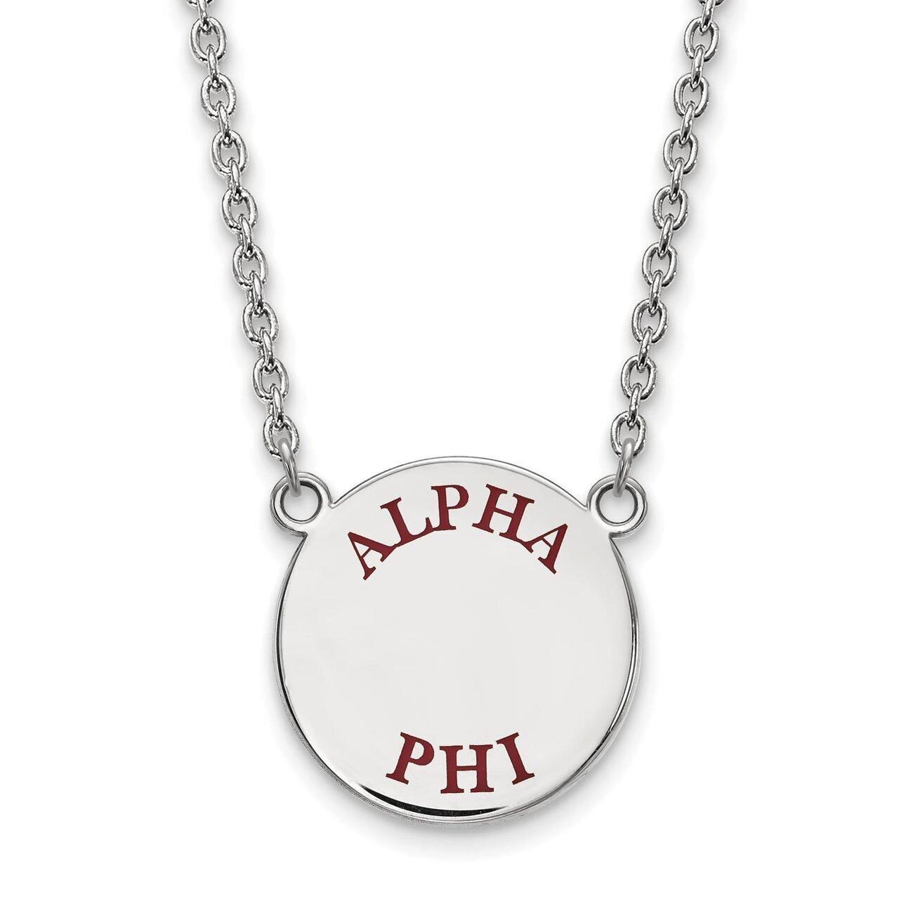 Alpha Phi Small Enameled Pendant with 18 Inch Chain Sterling Silver SS015APH-18