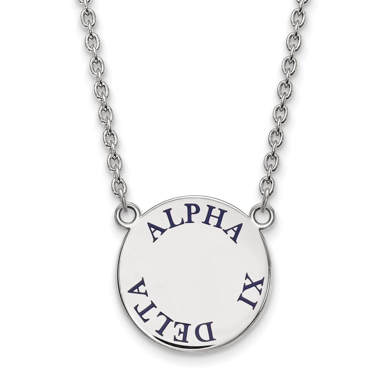 Alpha Xi Delta Small Enameled Pendant with 18 Inch Chain Sterling Silver SS015AXD-18