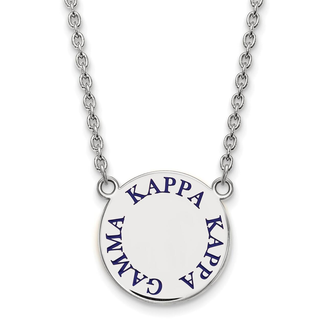 Kappa Kappa Gamma Small Enameled Pendant with 18 Inch Chain Sterling Silver SS015KKG-18