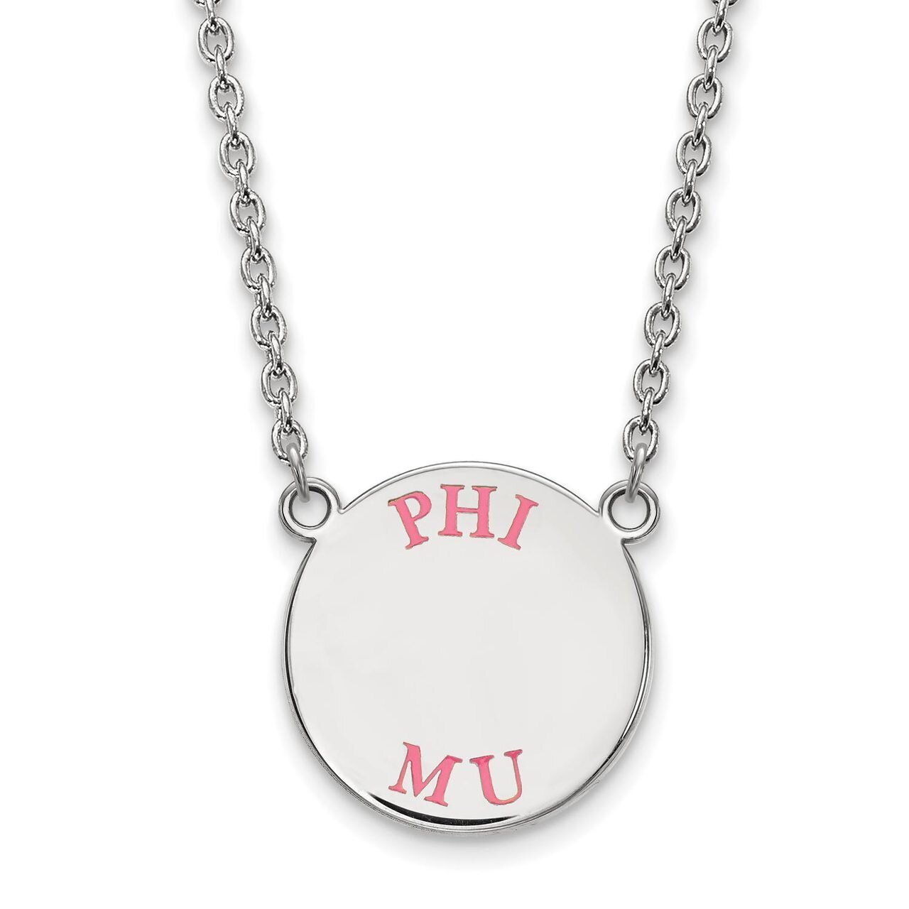 Phi Mu Small Enameled Pendant with 18 Inch Chain Sterling Silver SS015PHM-18, MPN: SS015PHM-18, 886…
