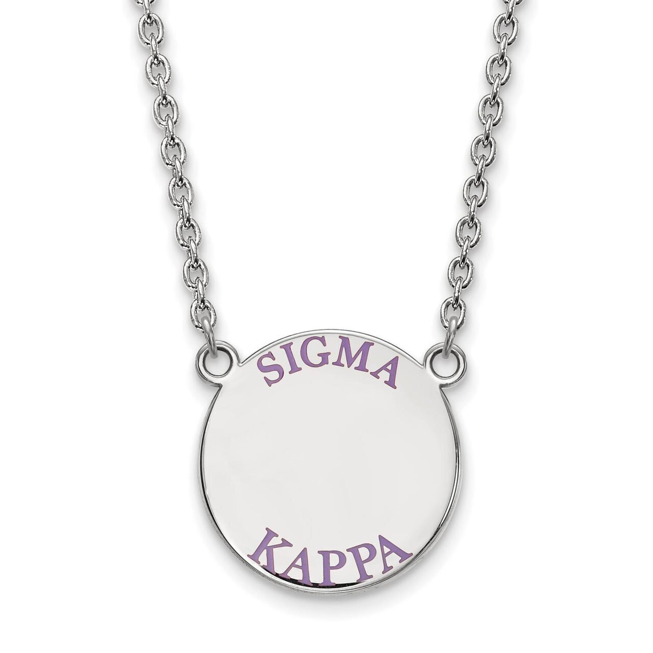 Sigma Kappa Small Enameled Pendant with 18 Inch Chain Sterling Silver SS015SKP-18
