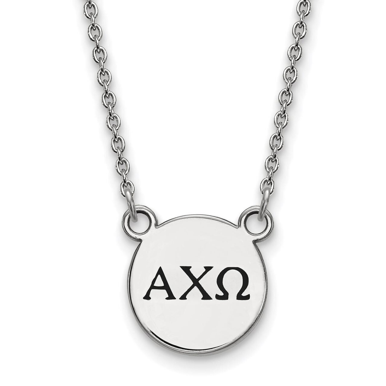 Alpha Chi Omega Extra Small Enameled Pendant with 18 Inch Chain Sterling Silver SS016ACO-18